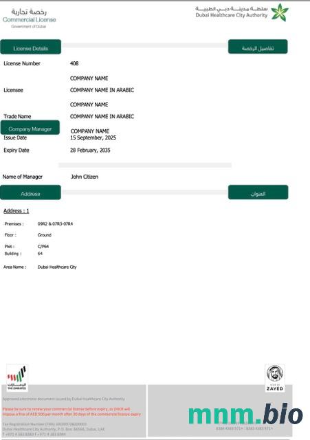UAE Dubai Commercial license Word i szablon PDF
